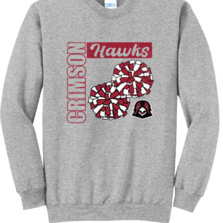 Port & Company Fan Favorite Fleece Crewneck Sweatshirt Pompoms - IUP Cheerleading
